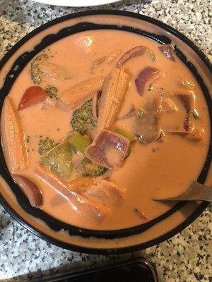 Thai red curry which was full of chemical color and no taste