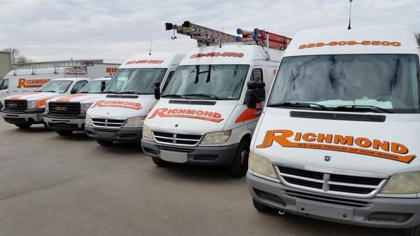 Small portion of Richmond Exteriors' fleet of service vehicles