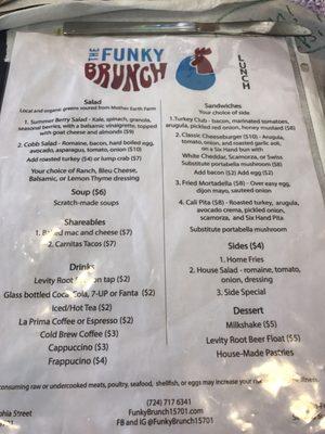 Lunch menu