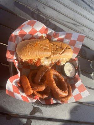 Chicken Parm Hoagie w/ Onion Rings