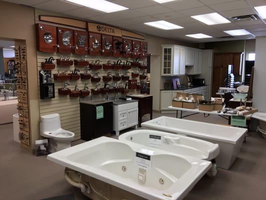 Wide variety of products. Tubs, Faucets, Sinks, Cabinets, Shower doors.