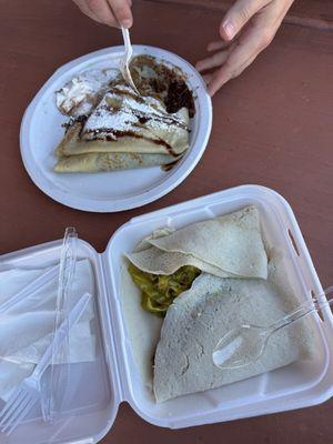 Nutella berry crepe / Ethiopian flatbread with lentils & cabbage