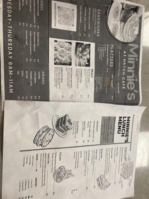 Breakfast and lunch menus