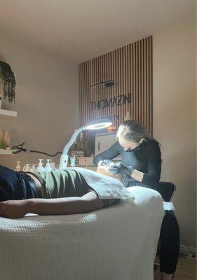 My teenager getting his first facial