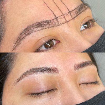 Before and after microblading