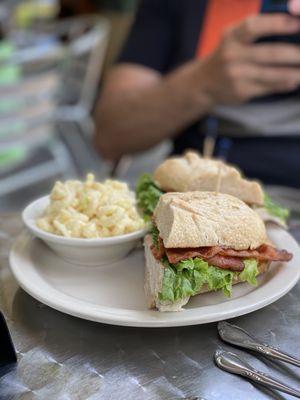 Turkey BLT with a side of macaroni salad