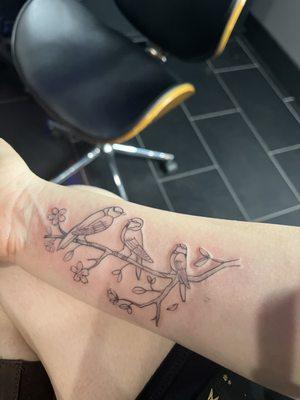 Outline of Mercedes' tattoo