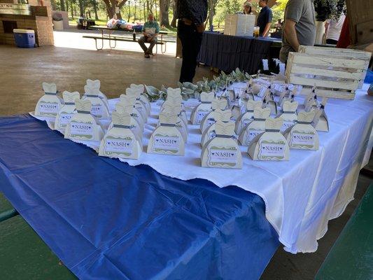 Wedding favor table set up!