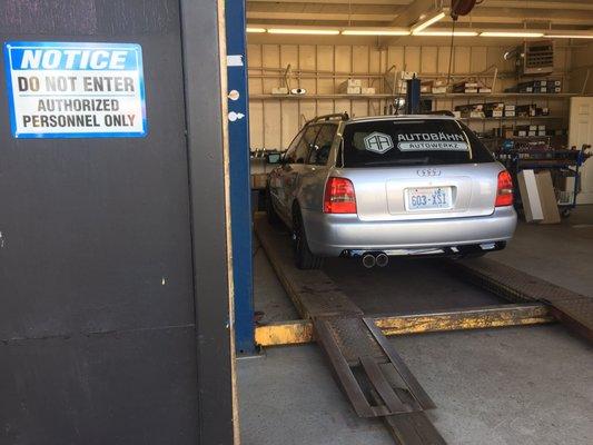 The Autobahn Autowerkz shop car getting some shiny exhaust tips! Thanks Jake!