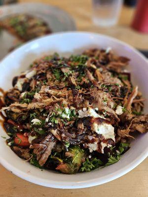 Truffles Farro bowl with braised pork