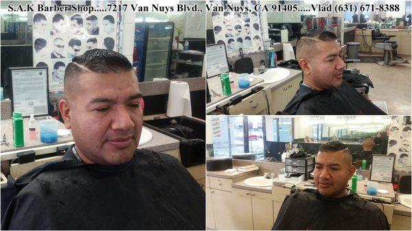 Comb Over High Fade with hard part on both sides