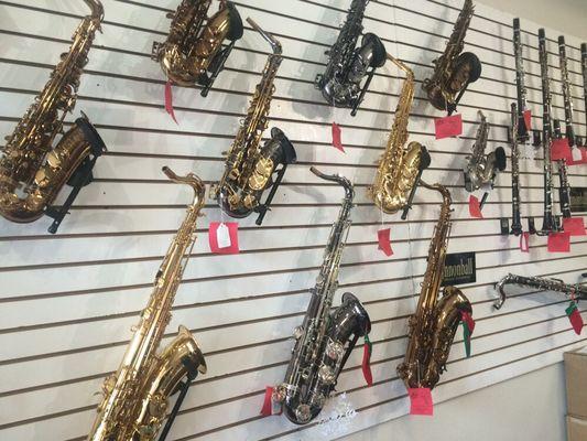 Way cool finishes on these saxophones. Absolute Music has the best in-stock selection in town.