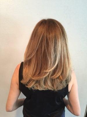 Balayage, Brazilian blowout and haircut by April