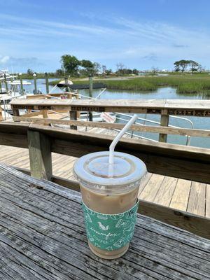 Iced chai latte, view of inlet