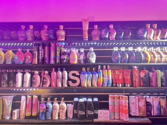 Excellent selection of lotions