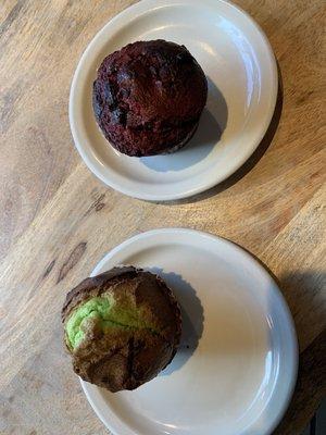 Pistachio and red velvet muffins