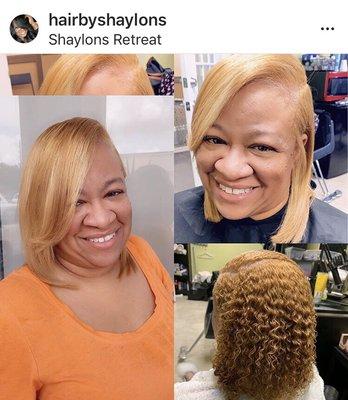 Summer blonde (natural hair, silk press)