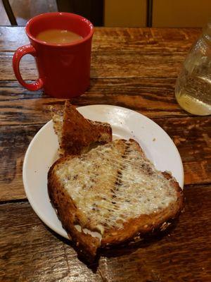 This is half of my grilled cheese sandwich, opened up to show how much cheese was on it.