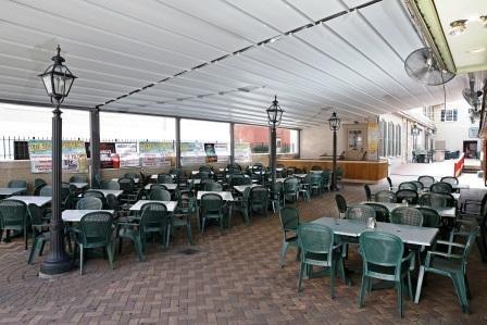 Courtyard with the retractable awning open