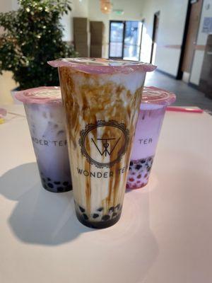 Taro Milk Tea, Brown Sugar Milk Tea, Strawberry Milk Tea