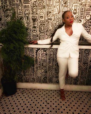 White birthday suit I had altered the jacket was big and so was the pants. After they altered it, it was perfect