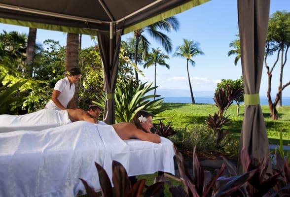 Oceanview Cabanas let you relax outside in the tropical breezes