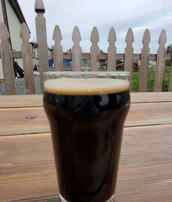 The A.D.I.D.A.S. Oatmeal Stout... wonderful as we spent our first round out in the back seating area.