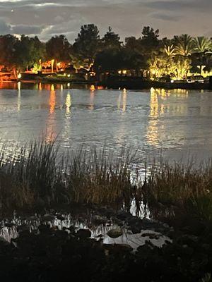 Dusk at heritage lake  looking at clubhouse across lake