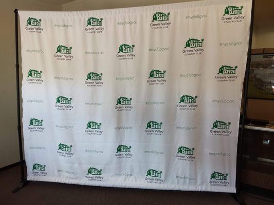 Step and repeat banners with stand.