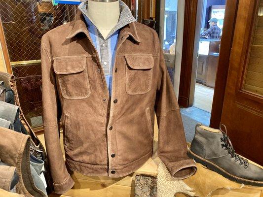 New Italian washed suede shirt jacket for Spring