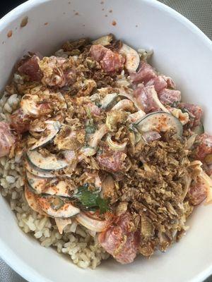 Spicy Johnny Utah with brown rice