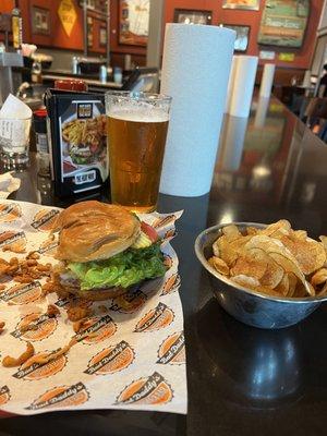 Western Burger - nice lean Buffalo and house made chips