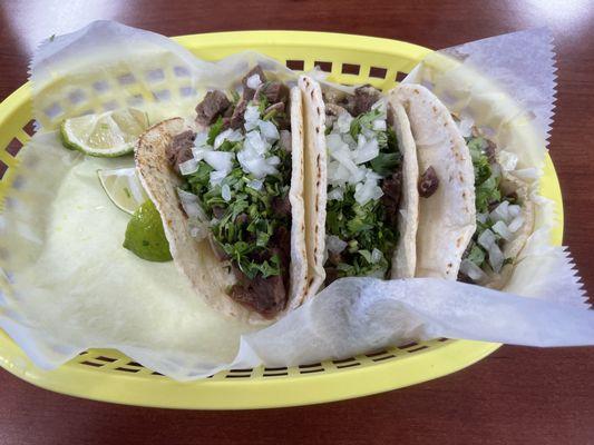 Lengua tacos and cabeza tacos