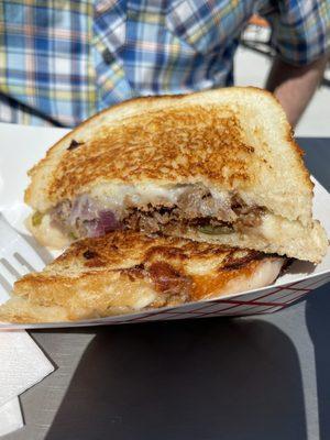 Braised Beef grilled cheese