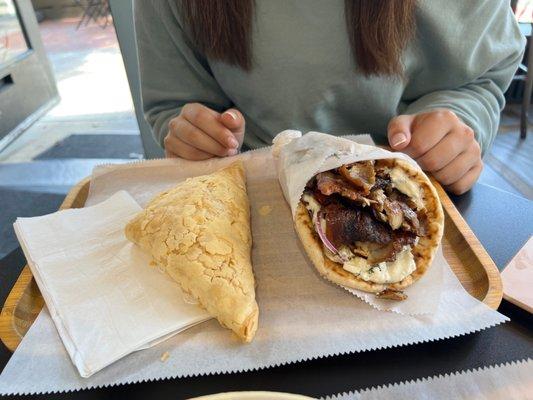 Triopita (this is not store bought phyllo! )  and Pork Gyro Sandwich