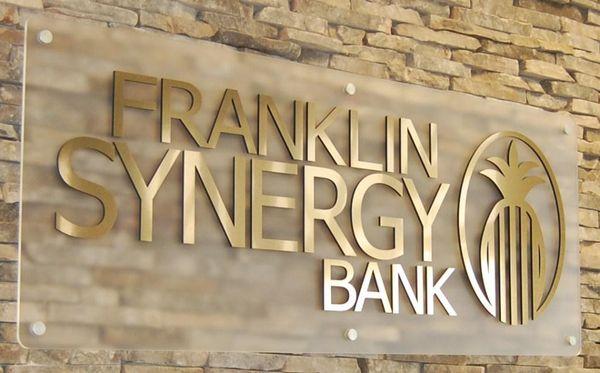 Custom sign for Franklin Synergy Bank.