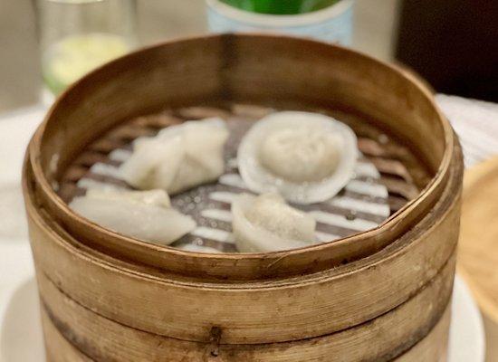 Steamed Dumplings with Pea Shoots