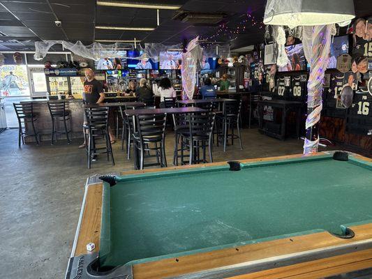 Pool table and bar seating