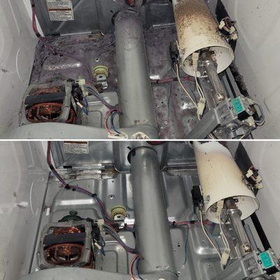 Dryer cleaning before and after