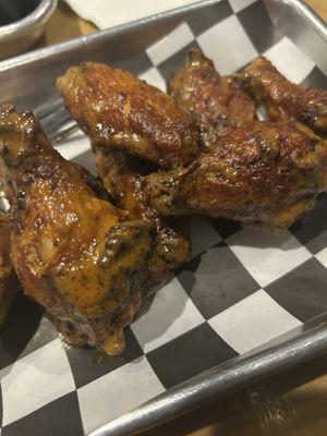 Chicken wings with PB, maple, and buffalo sauce