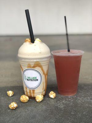 Cracker Jack is the September shake of the month! Sweet and peanuty with caramel drizzle, topped with cracker jacks!