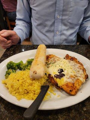 Greek Chicken with rice and broccoli