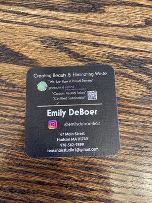 Emily's Business Card