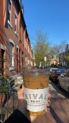 Iced brown sugar almond milk latte