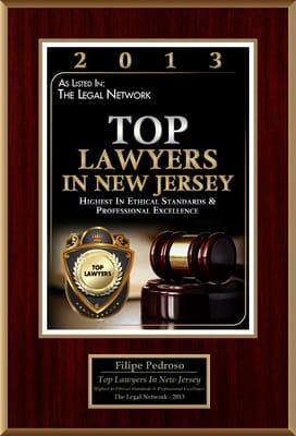 Managing Attorney Filipe Pedroso has been ranked as TOP LAWYER IN NEW JERSEY by The Legal Network.