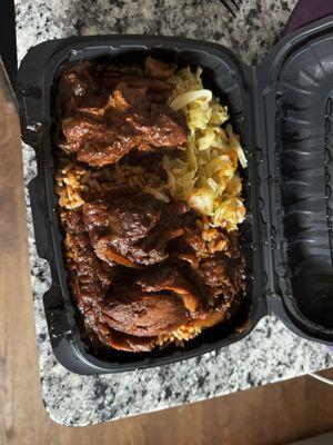 Stew chicken with rice, peas and cabbage (medium)