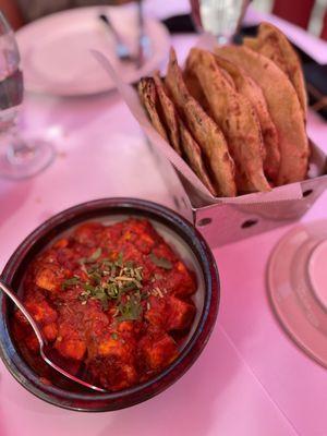 Kadhai Paneer and Naan Bread