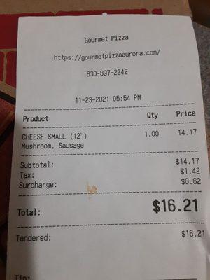 The receipt.  Price increase. Dang Pandemic.