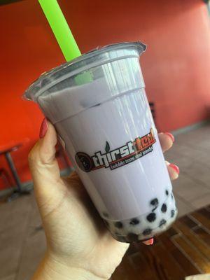 Regular taro milk tea with boba