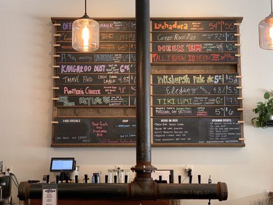 View of the taps and beer list